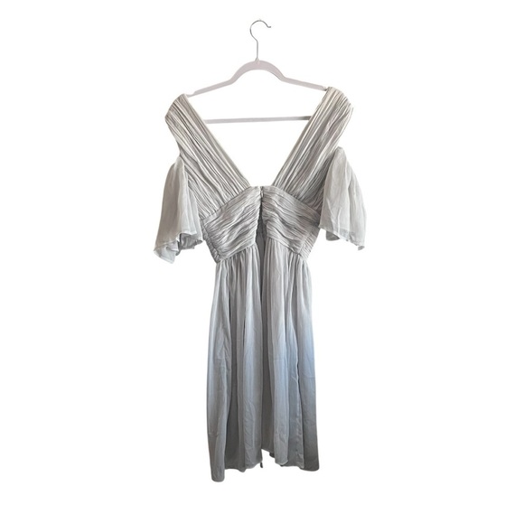 French Connection ~ Gray Chiffon Cold Shoulder Flare Party Dress, New with Tags - Picture 3 of 8